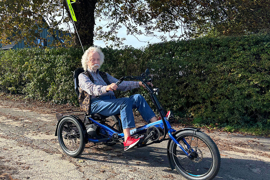 Jean Pütz fährt HP Velotechnik Jean Pütz auf einem HP Velotechnik Delta tx Dreirad